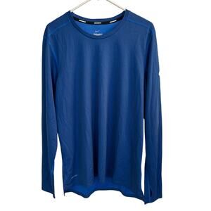 Nike Running Shirt Women's Blue Dri-Fit Long Sleeve Round Neck Sz L‎